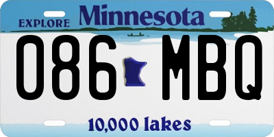 MN license plate 086MBQ
