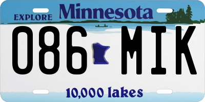 MN license plate 086MIK