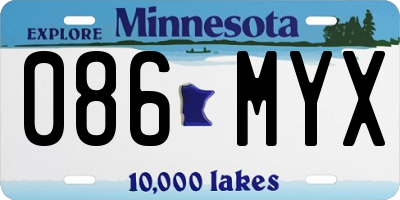MN license plate 086MYX