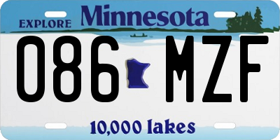 MN license plate 086MZF