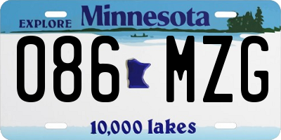 MN license plate 086MZG