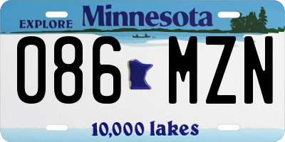 MN license plate 086MZN