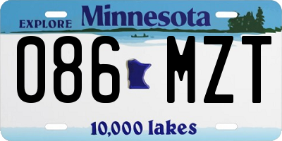 MN license plate 086MZT