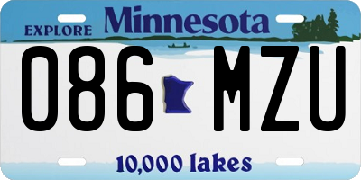 MN license plate 086MZU