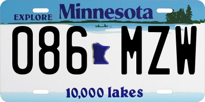 MN license plate 086MZW