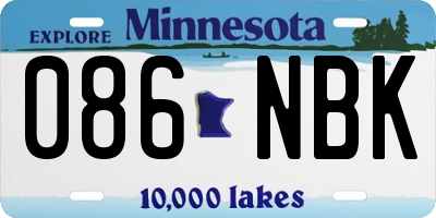 MN license plate 086NBK