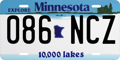 MN license plate 086NCZ