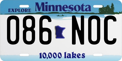 MN license plate 086NOC