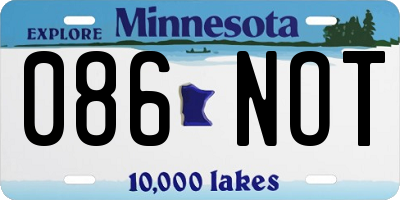 MN license plate 086NOT
