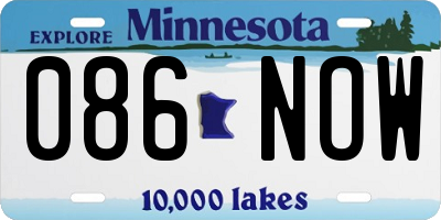 MN license plate 086NOW