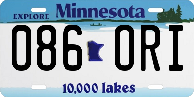 MN license plate 086ORI