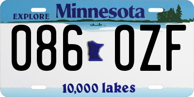 MN license plate 086OZF