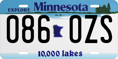 MN license plate 086OZS