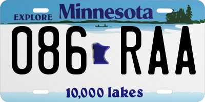 MN license plate 086RAA