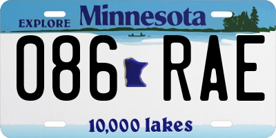 MN license plate 086RAE