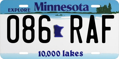 MN license plate 086RAF