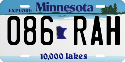 MN license plate 086RAH