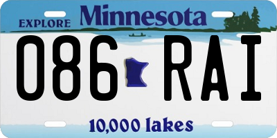 MN license plate 086RAI