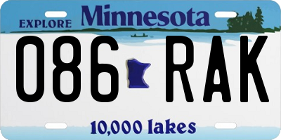 MN license plate 086RAK