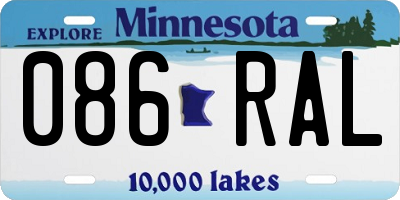 MN license plate 086RAL