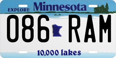 MN license plate 086RAM
