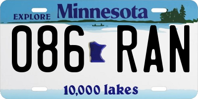 MN license plate 086RAN