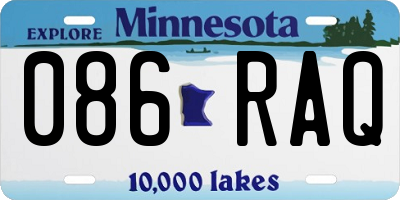 MN license plate 086RAQ
