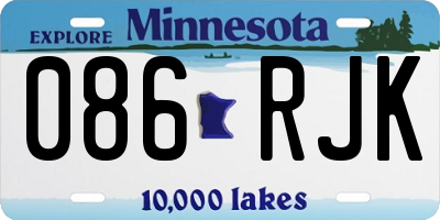 MN license plate 086RJK