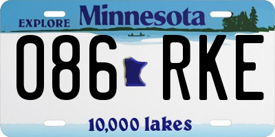 MN license plate 086RKE