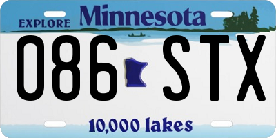 MN license plate 086STX