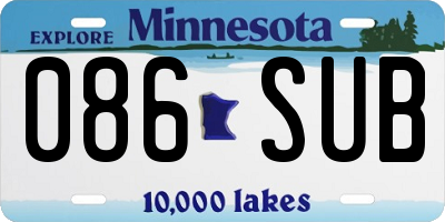 MN license plate 086SUB