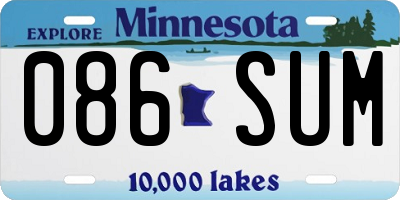 MN license plate 086SUM
