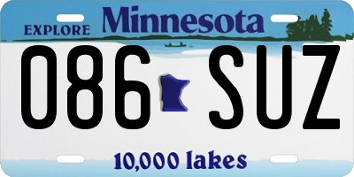 MN license plate 086SUZ