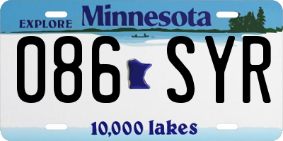 MN license plate 086SYR