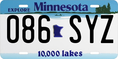 MN license plate 086SYZ