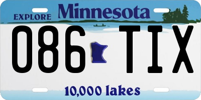 MN license plate 086TIX
