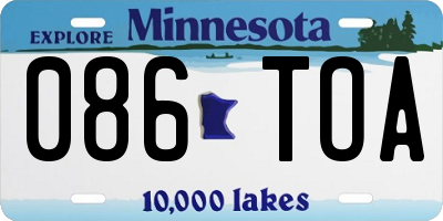 MN license plate 086TOA