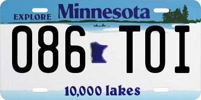 MN license plate 086TOI