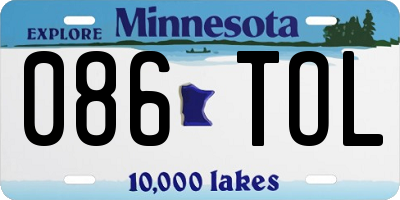 MN license plate 086TOL