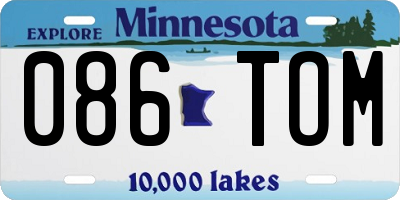 MN license plate 086TOM