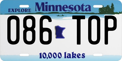 MN license plate 086TOP