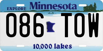 MN license plate 086TOW