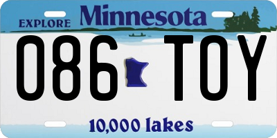 MN license plate 086TOY