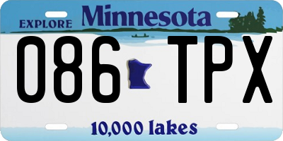 MN license plate 086TPX
