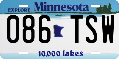 MN license plate 086TSW