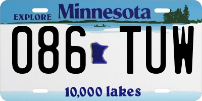 MN license plate 086TUW