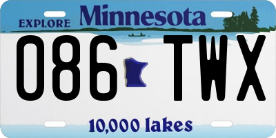 MN license plate 086TWX