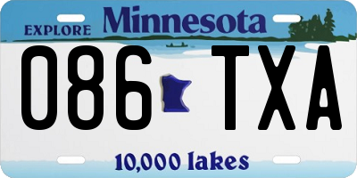 MN license plate 086TXA