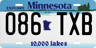 MN license plate 086TXB