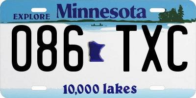 MN license plate 086TXC